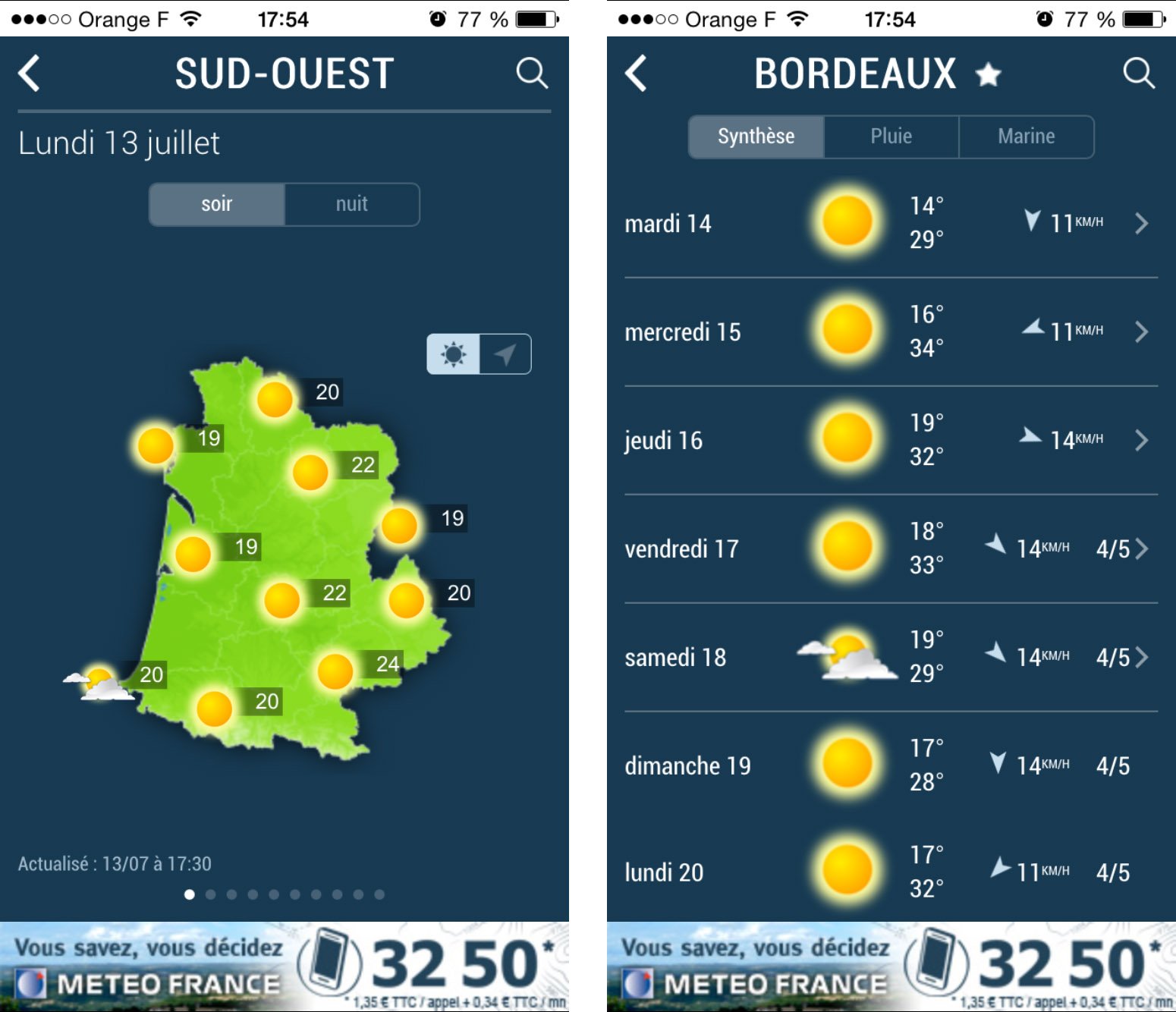 METEO FRANCE - Applications mobiles météo - AppStore et PlayStore